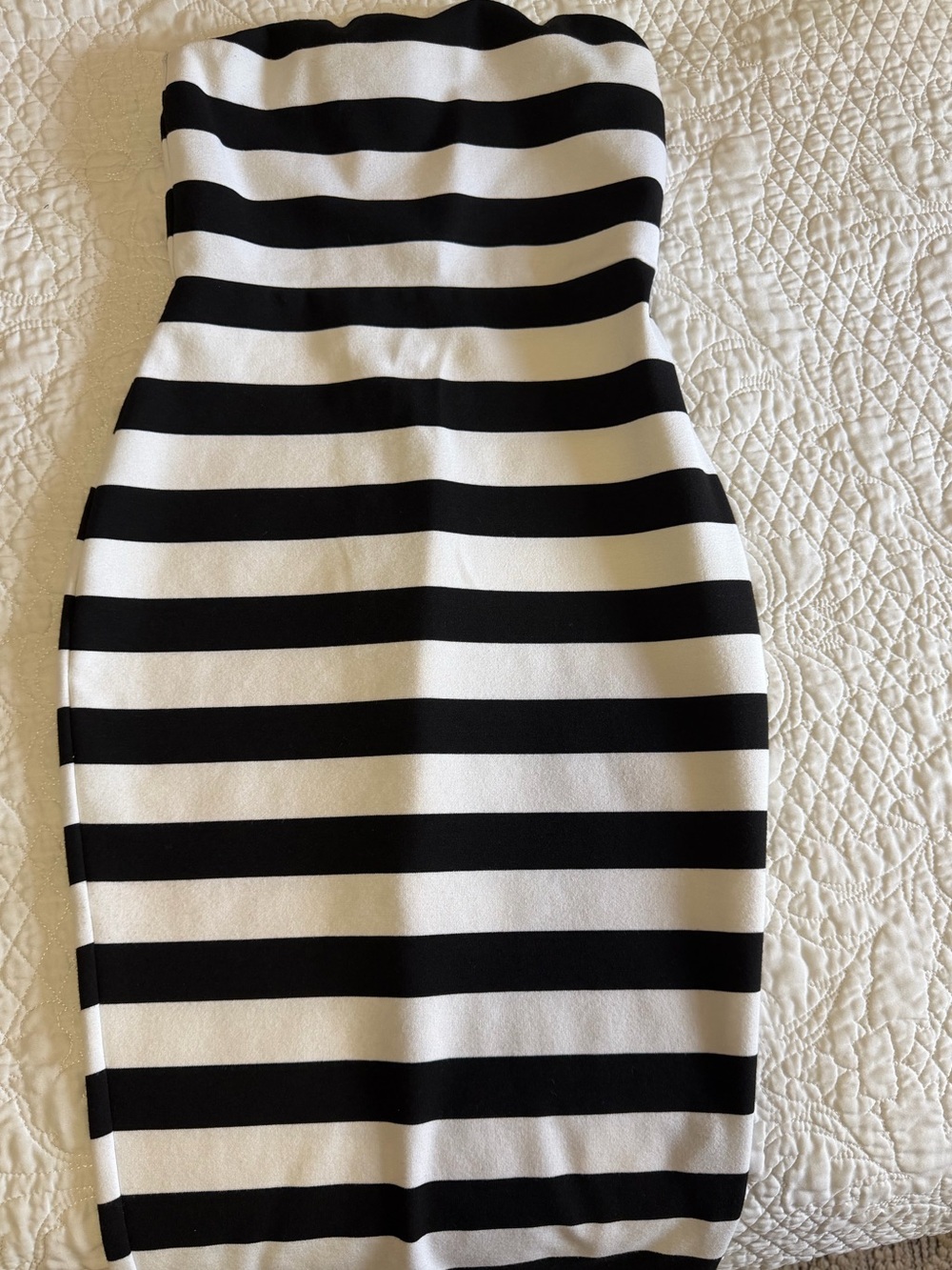 Express Black and White Striped Bodycon Skirt
